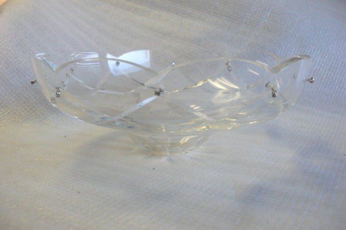 Cut Crystal Dish - 6" Diameter - 10 Pin Holes