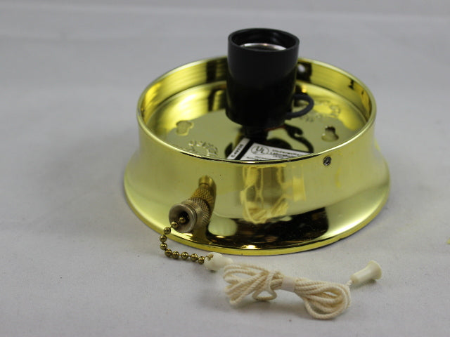 Ceiling Collar - Brass Plated - w/ Snap-In Socket and pull chain - 4" Fitter