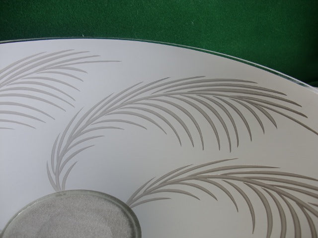 Satin White Torchiere Bowl with Etched Leaf Patterns