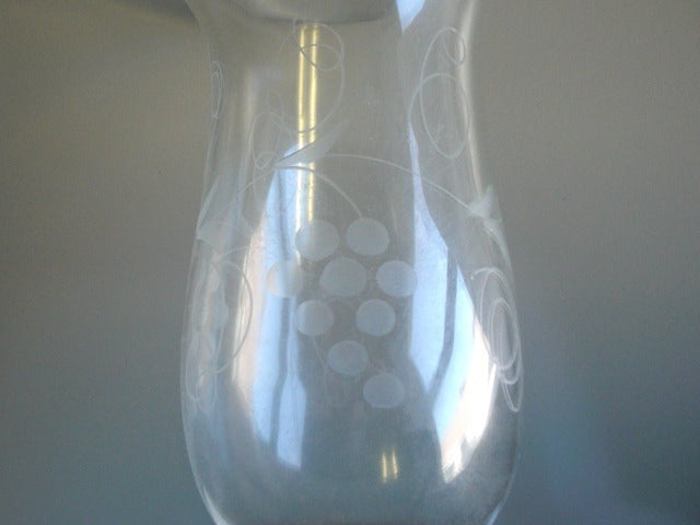 6-1/2" Etched Crystal Grape Patterned Hurricane Shade