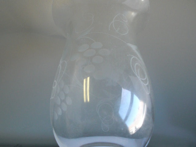 6-1/2" Etched Crystal Grape Patterned Hurricane Shade