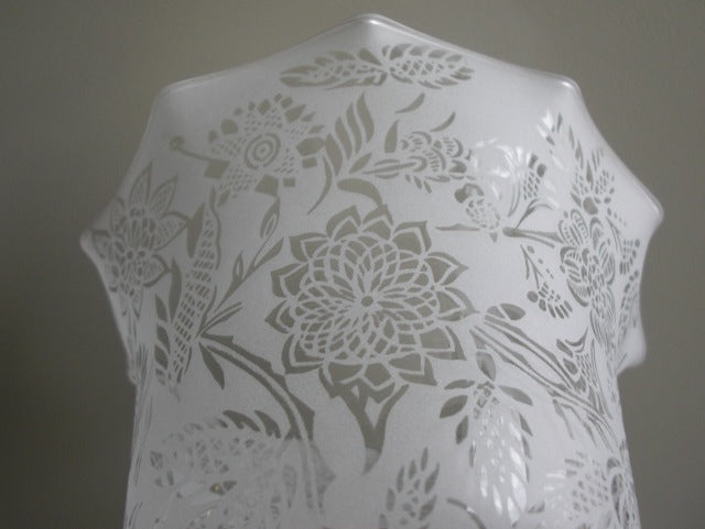 Decoratively Etched Crystal Fixture Shade