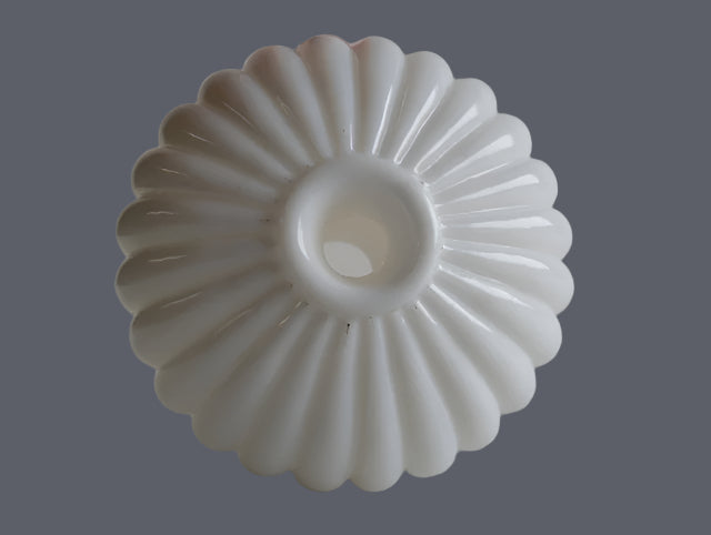 3-1/2" White Ribbed Ball Fount