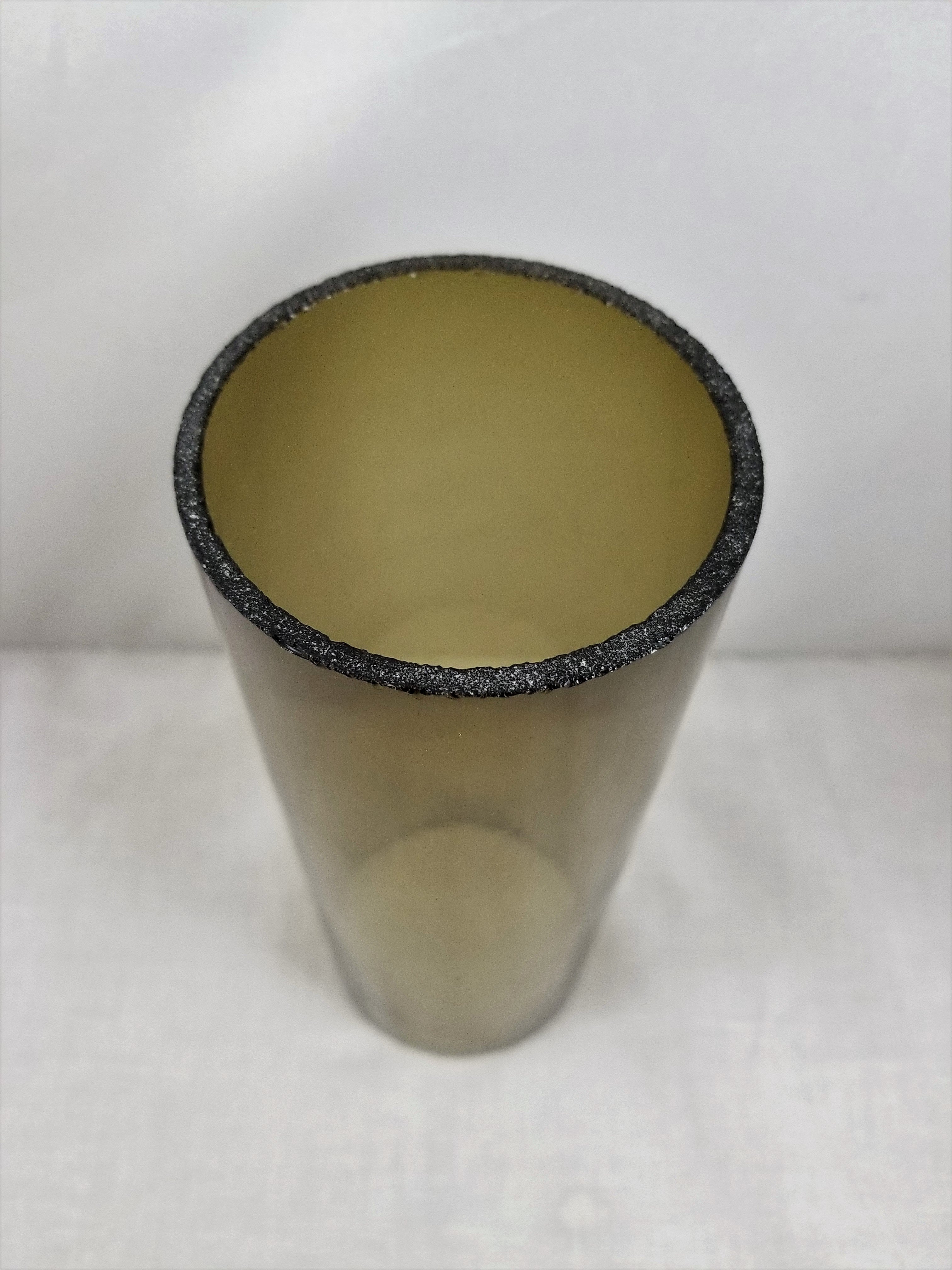 Smoke Glass Cylinder 8" high 3" top & bottom dia.