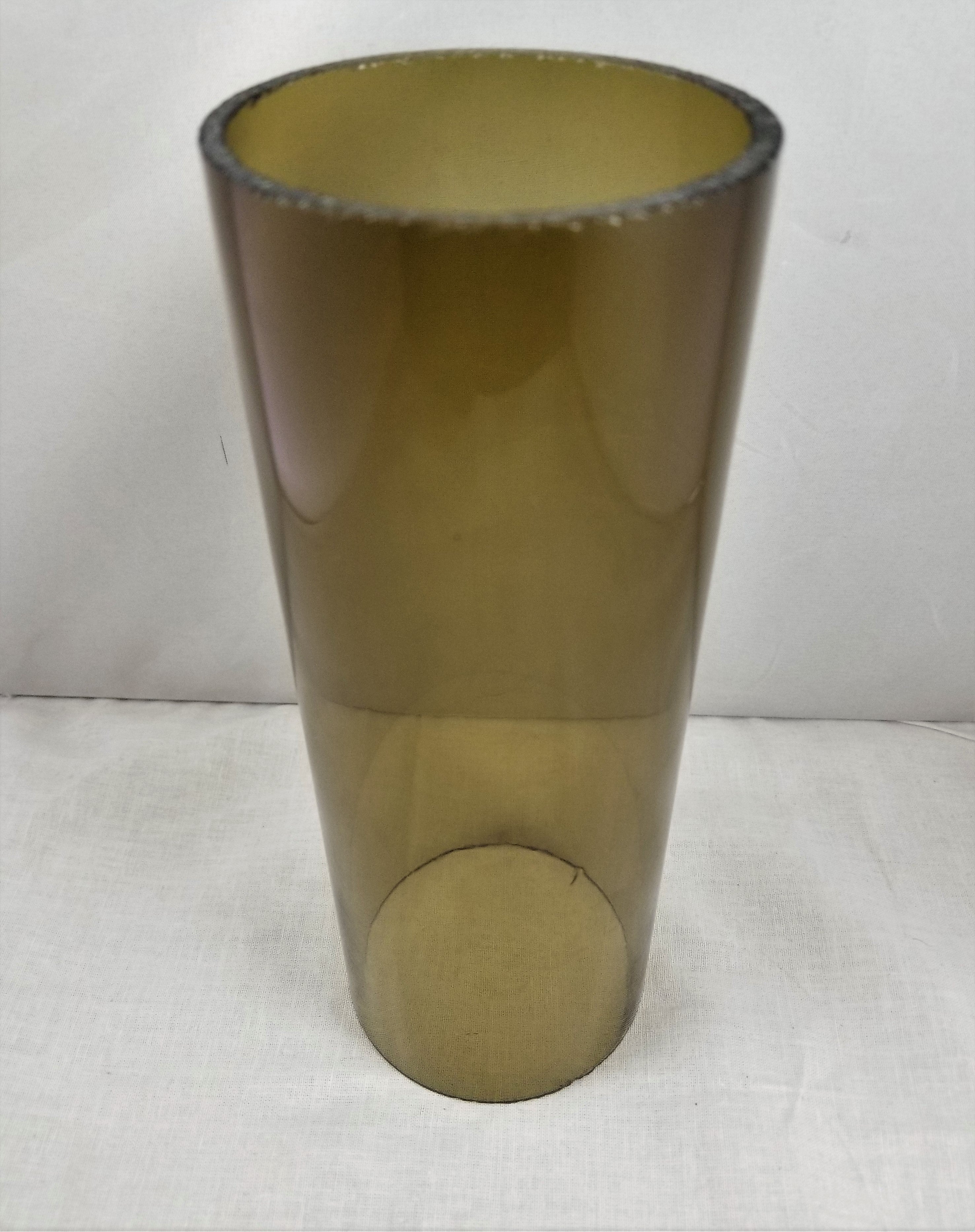 Smoke Glass Cylinder 8" high 3" top & bottom dia.