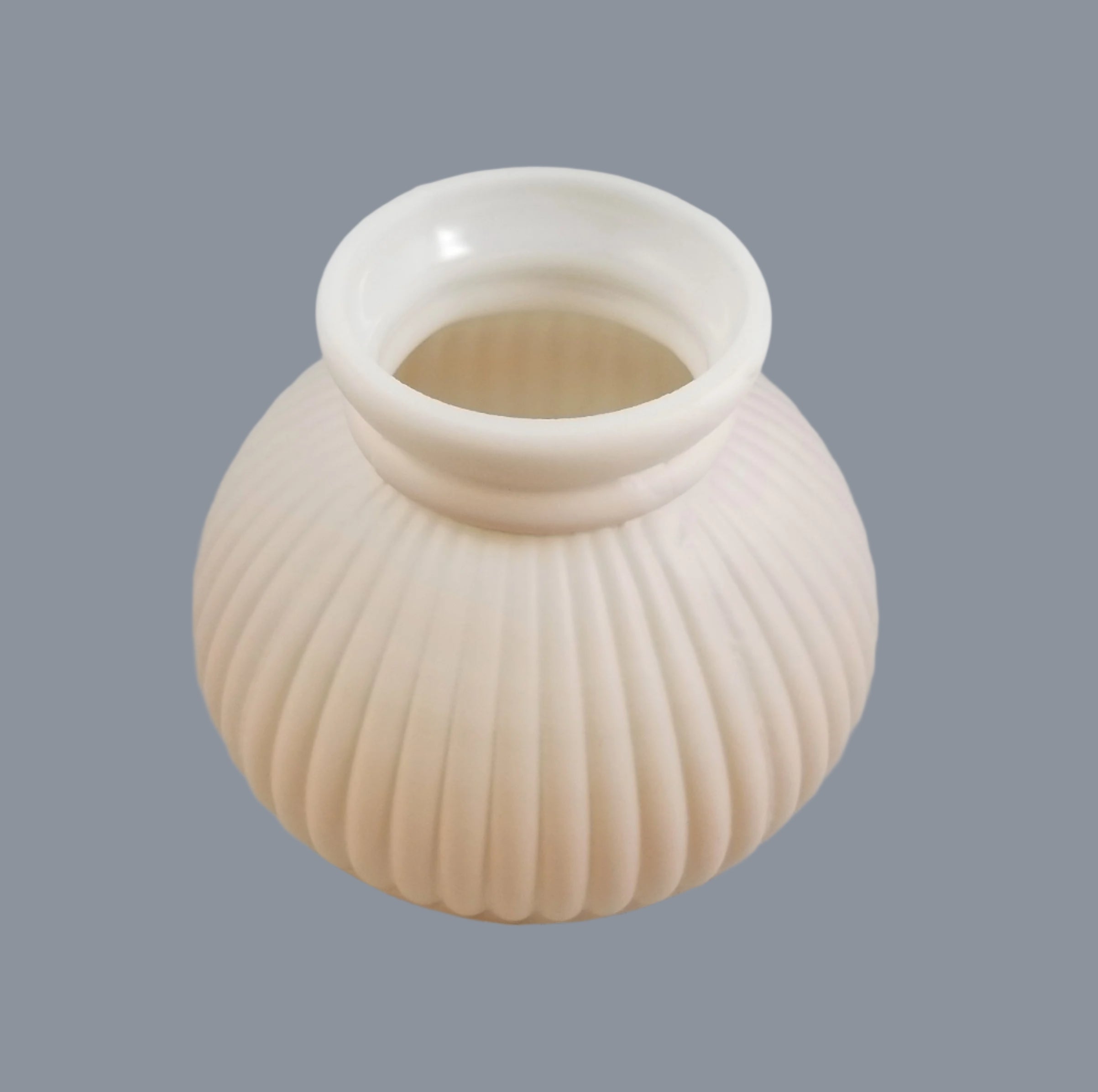 Salmon Hued Ribbed Student Shade with 6 inch fitter and open top.