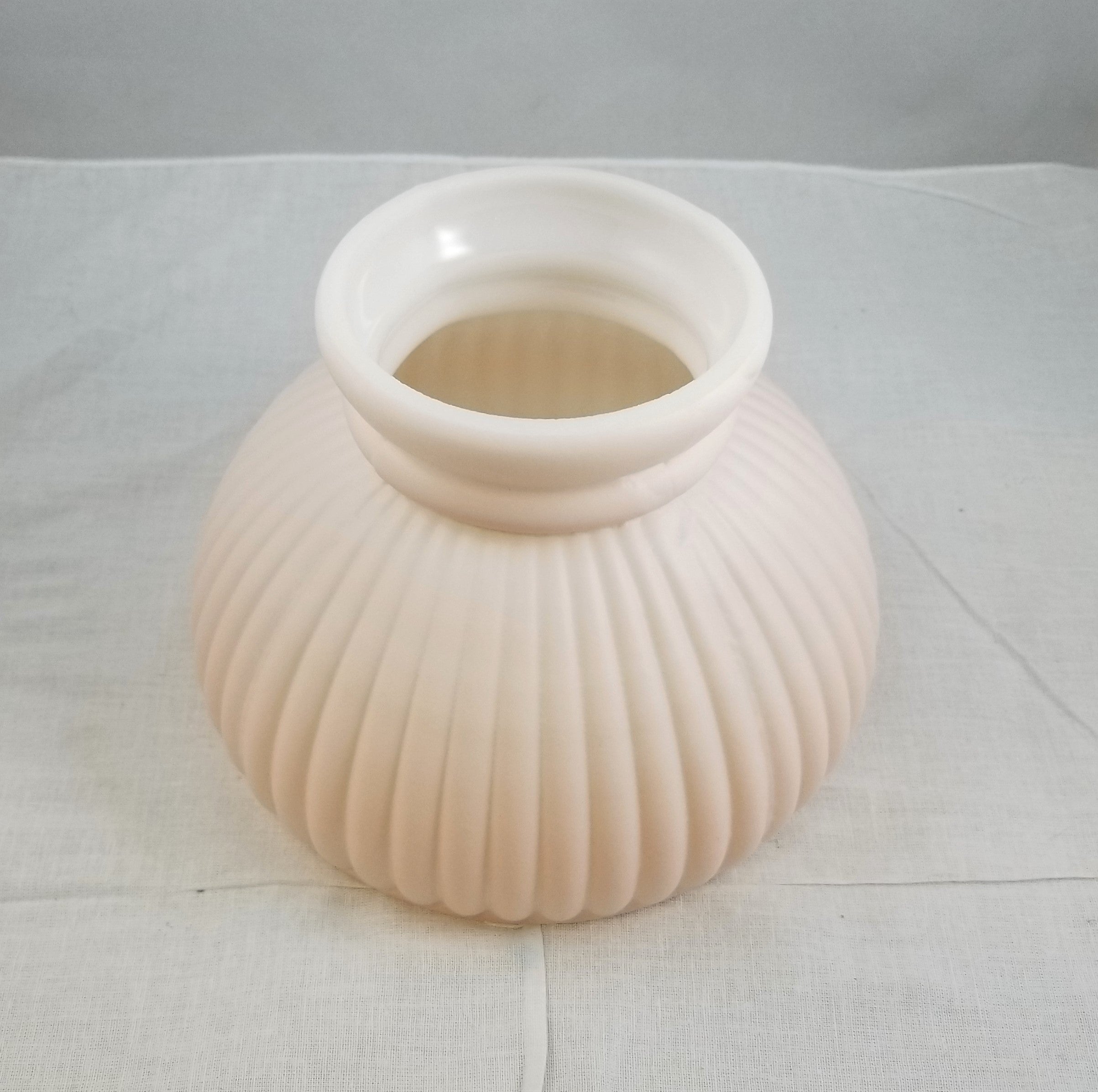 Salmon Hued Ribbed Student Shade with 6 inch fitter and open top.
