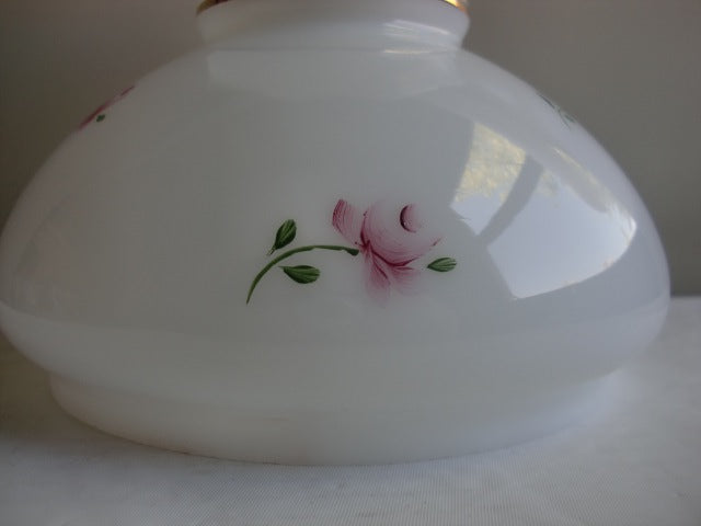 Ornate Opal Student Shade w/ Crimp Top & Hand Painted Roses (1 LEFT)