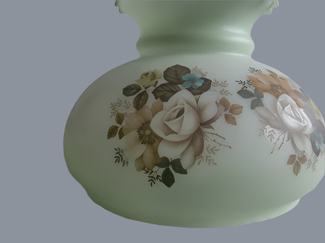 Satin Green Student Shade with Autumn Florals and a Crimp Top