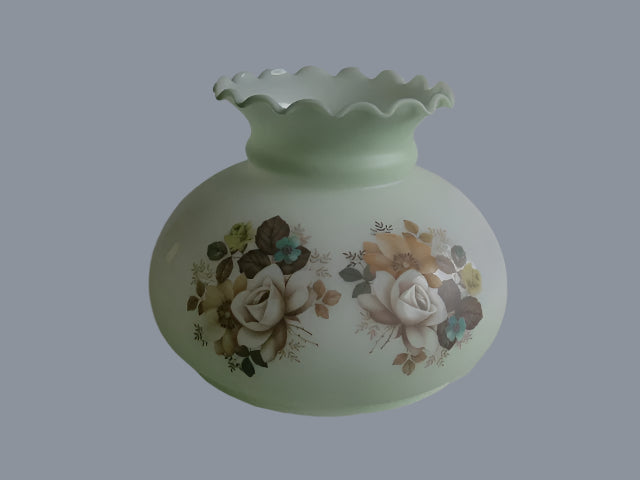 Satin Green Student Shade with Autumn Florals and a Crimp Top