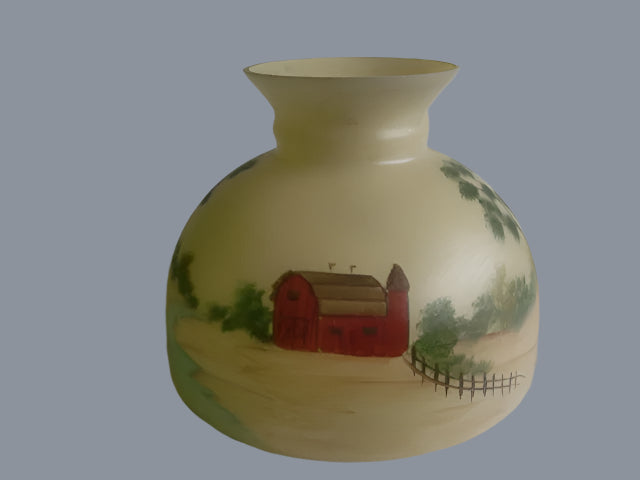 Cream Student Shade Hand-Painted with a Country Setting