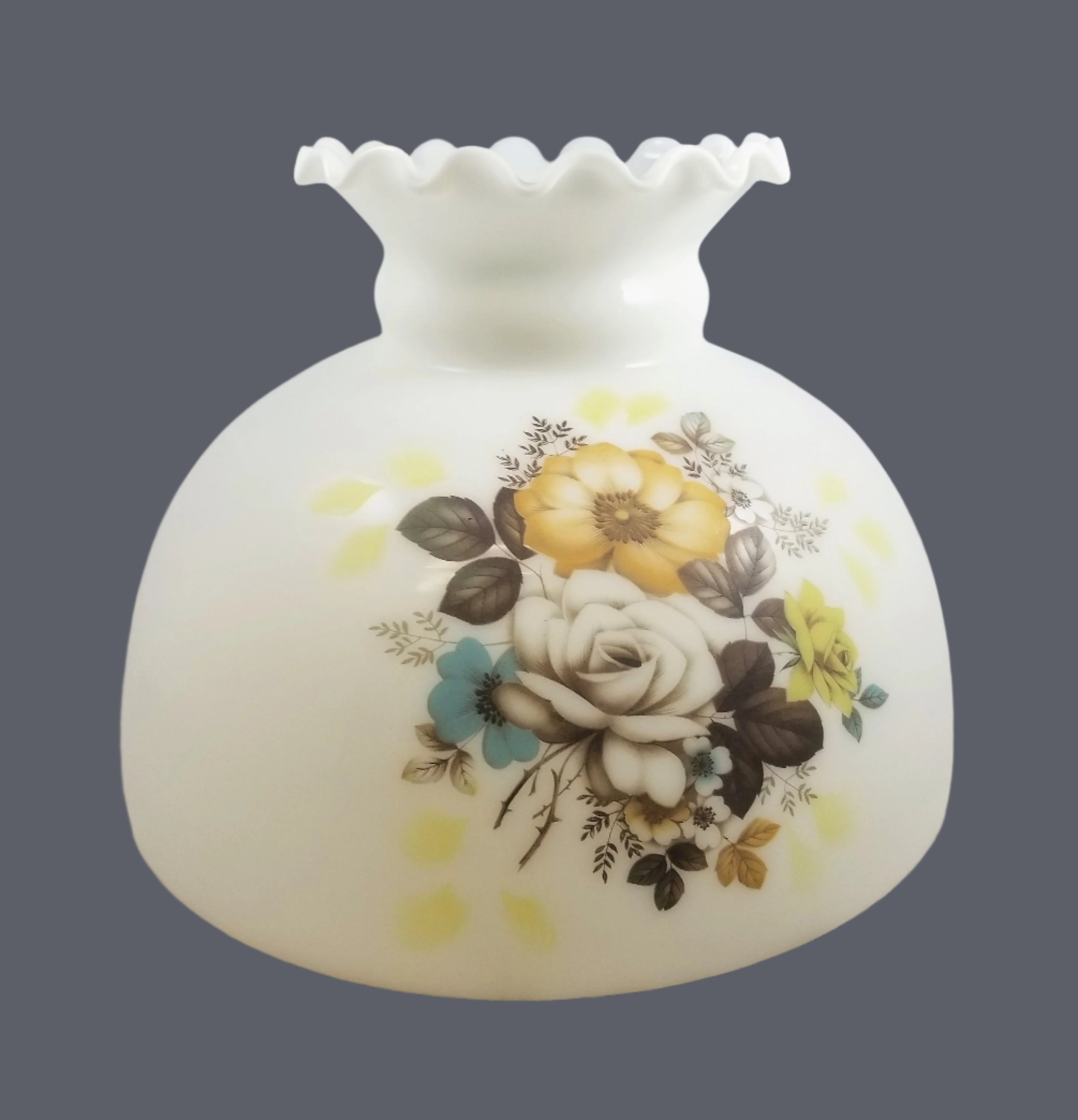 Champagne Dresden Student Shade with Autumn Florals and a Crimp Top