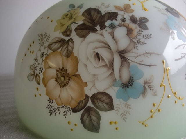 Satin Green Student Shade with Autumn Florals and a Crimp Top