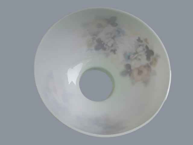 Satin Green Student Shade with Autumn Florals and a Crimp Top