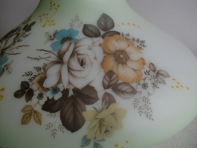 Apple Green Satin Tam-O-Shanter Shade with Autumn Florals