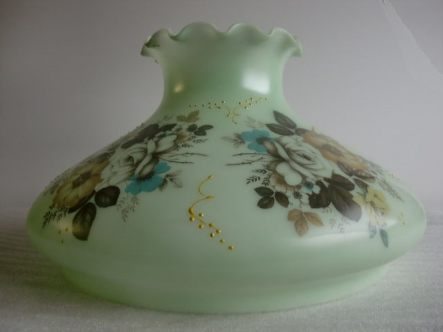 Apple Green Satin Tam-O-Shanter Shade with Autumn Flowers   ***ONLY 6 LEFT***