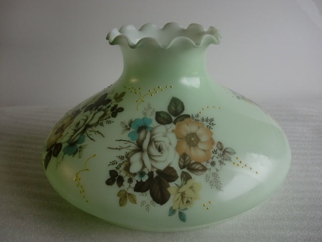 Apple Green Satin Tam-O-Shanter Shade with Autumn Flowers   ***ONLY 6 LEFT***