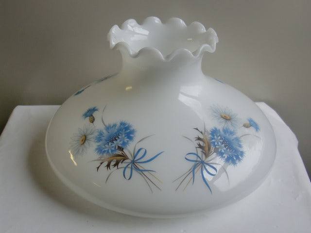 Opal Tam-O-Shanter Shade with Powder Blue Flowers and a Crimp Top