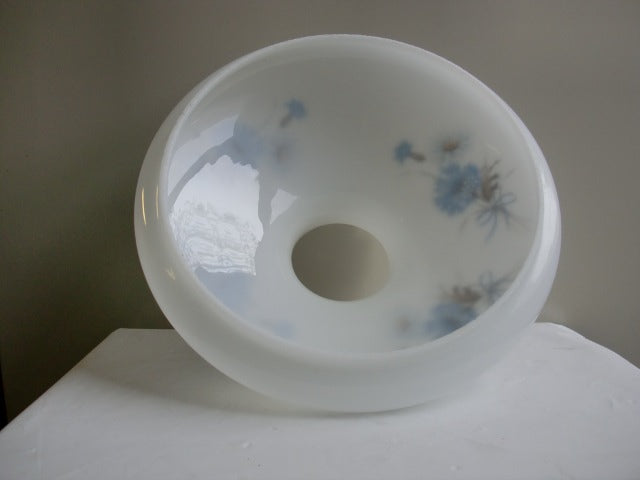 Opal Tam-O-Shanter Shade with Powder Blue Flowers and a Crimp Top
