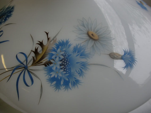 Opal Tam-O-Shanter Shade with Powder Blue Flowers and a Crimp Top