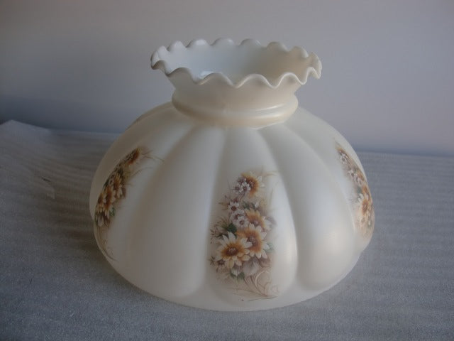 Champagne Frosted Melon Style Shade with Antique Gold Florals