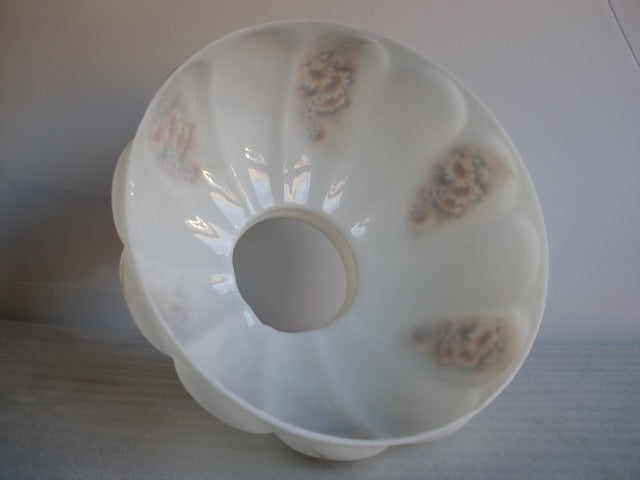 Champagne Frosted Melon Style Shade with Antique Gold Florals