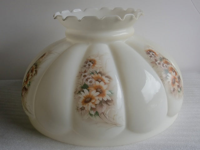 Champagne Frosted Melon Style Shade with Antique Gold Florals and a 14" Fitter