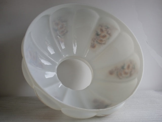 Champagne Frosted Melon Style Shade with Antique Gold Florals and a 14" Fitter