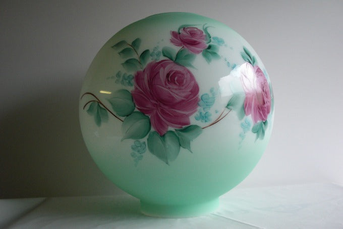 9" Decorative Opal Ball Shade with Tinted Green on the Top and Bottom