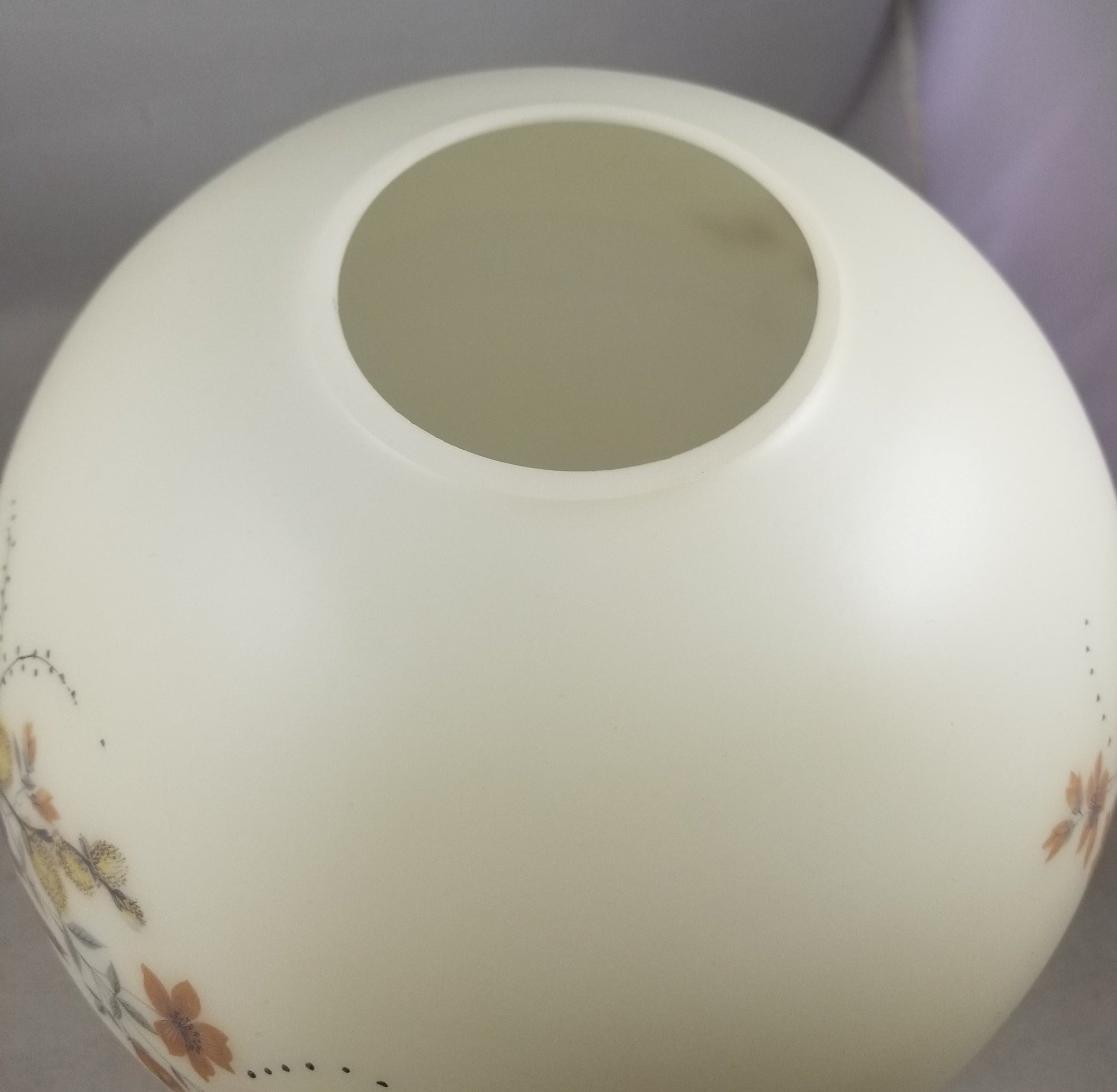 3" Top Hole on Satin Ivory Ball Shade