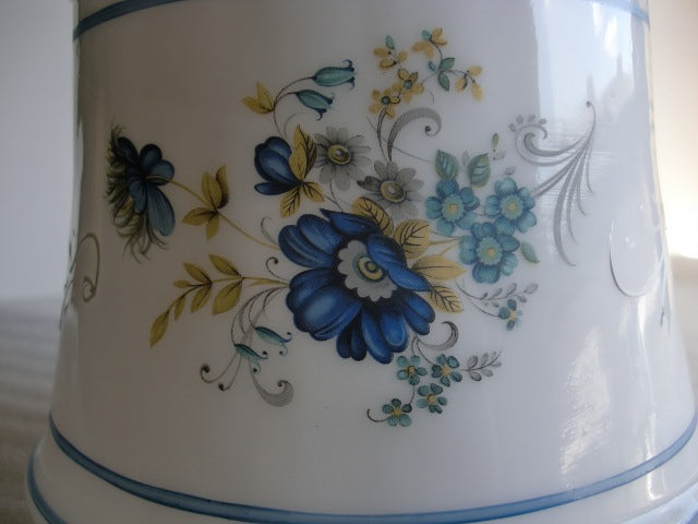 Blue Floral Print on Shiny Opal Glass