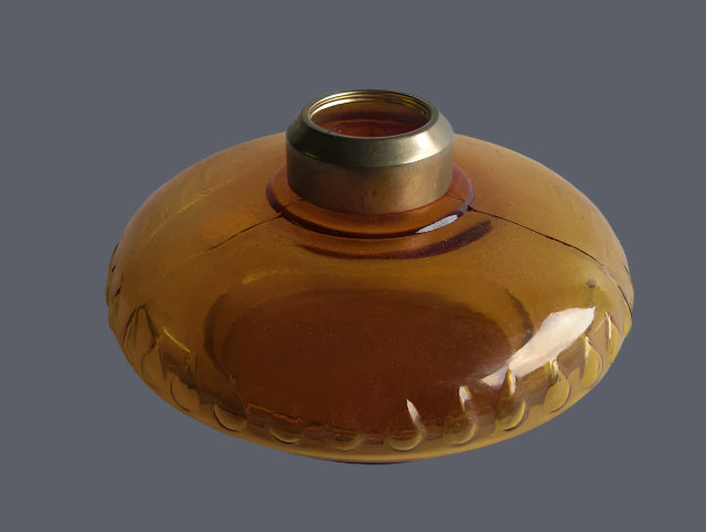 Rich Amber Glass Fount with #2 collar in brass