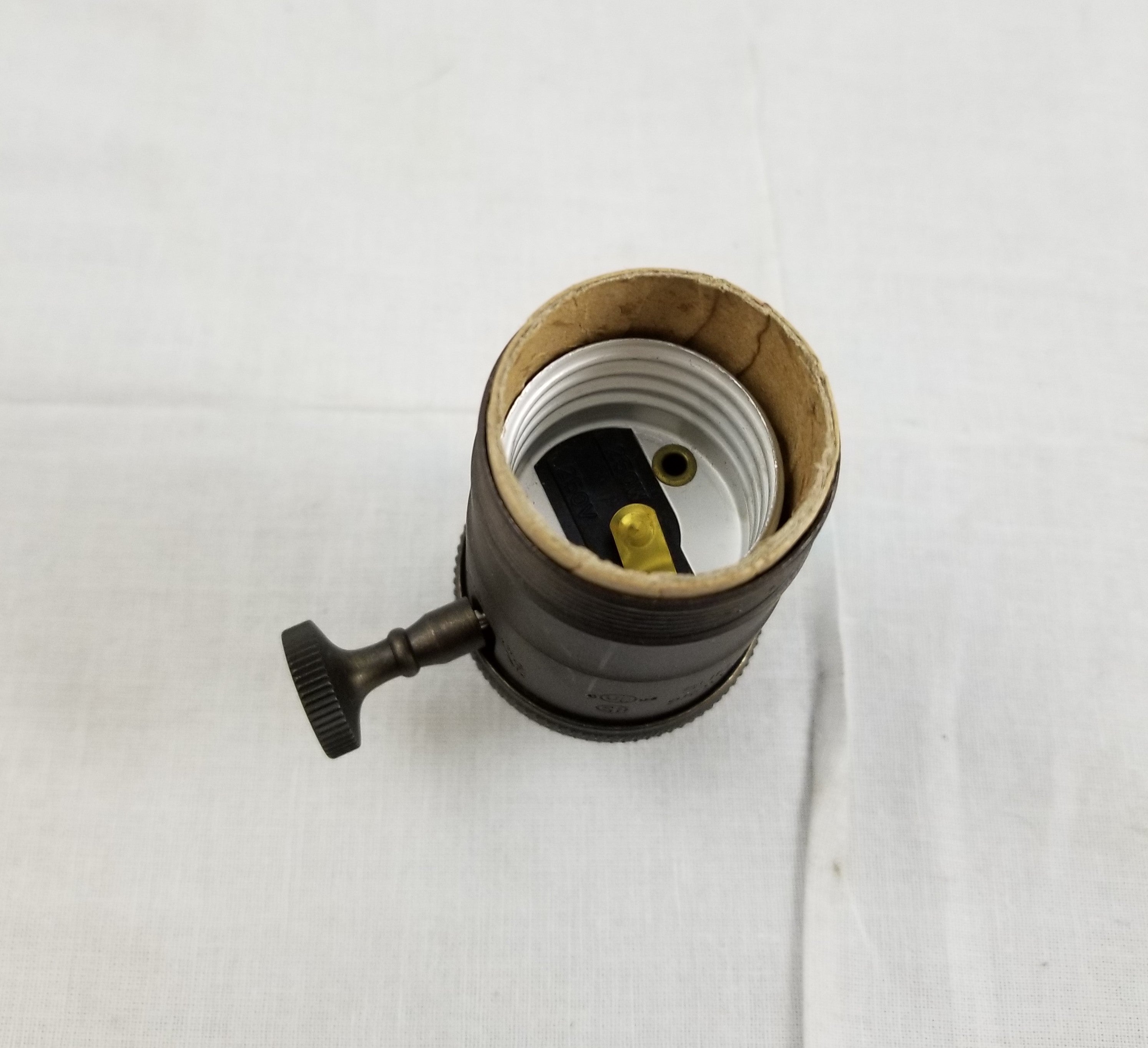Antique Brass Threaded Heavy Duty ON/OFF Solid Brass Turn Knob Socket w/ Set Screw