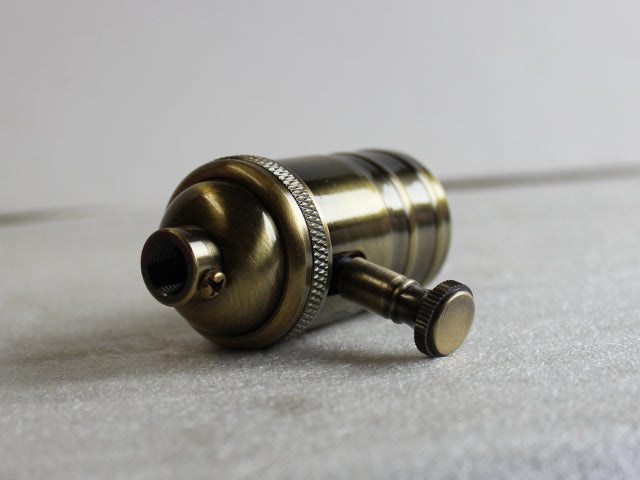 Antique Brass Threaded Heavy Duty Full Range Dimmer Antique Brass Turn Knob Socket with a Screw On Cap
