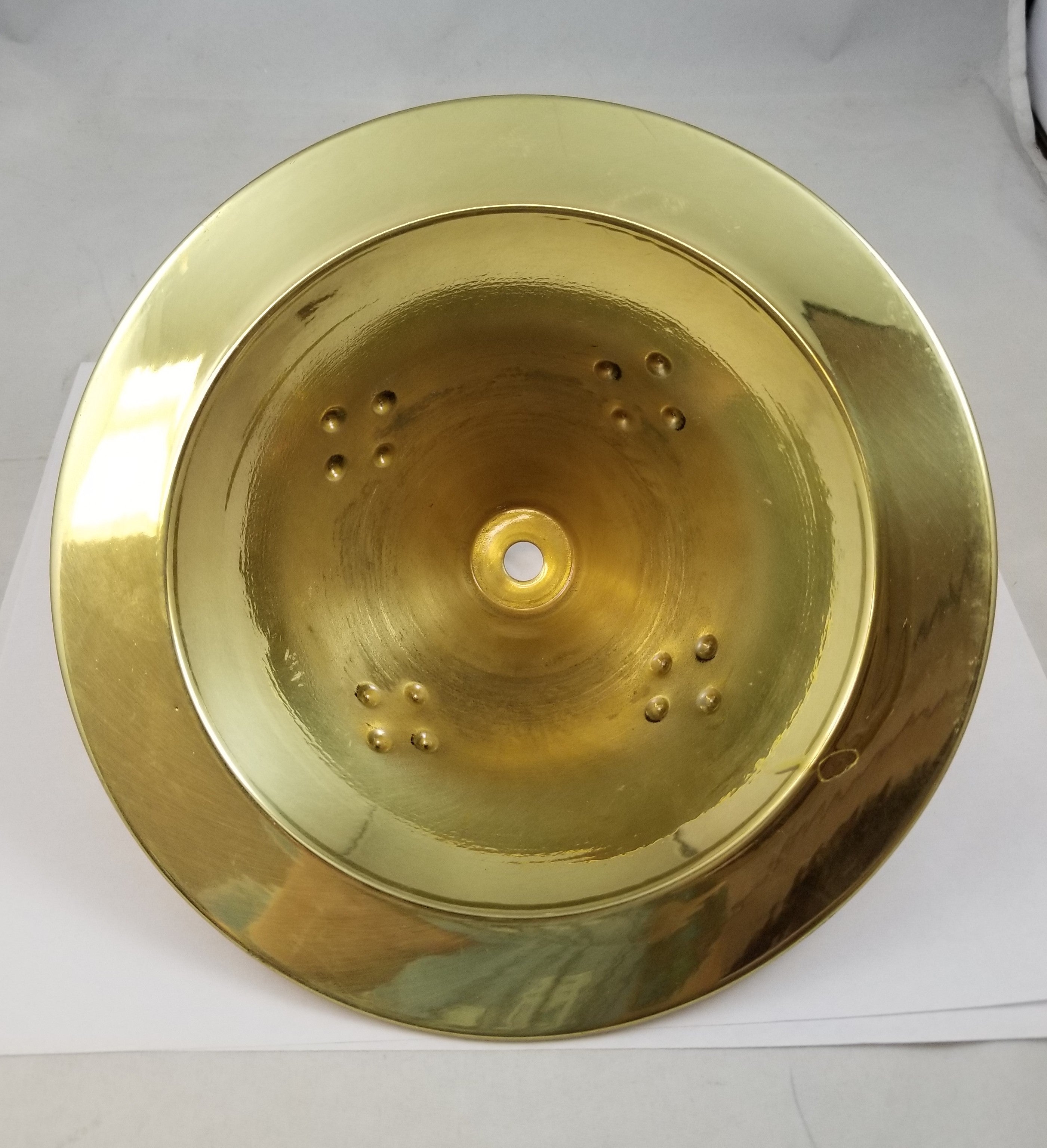 Lamp base 8-1/4"dia.- w/ rolled edge Polished and Lacquered