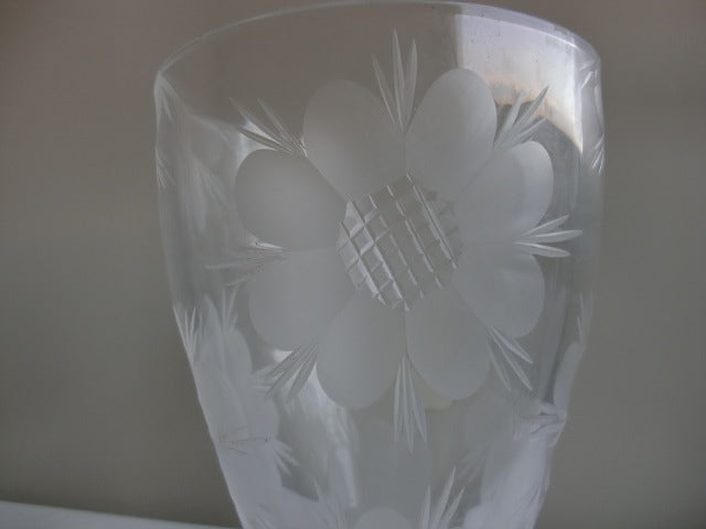5" Hand Cut Lead Crystal Glass Shade w/ Etched Floral Design **ONLY 3 LEFT**