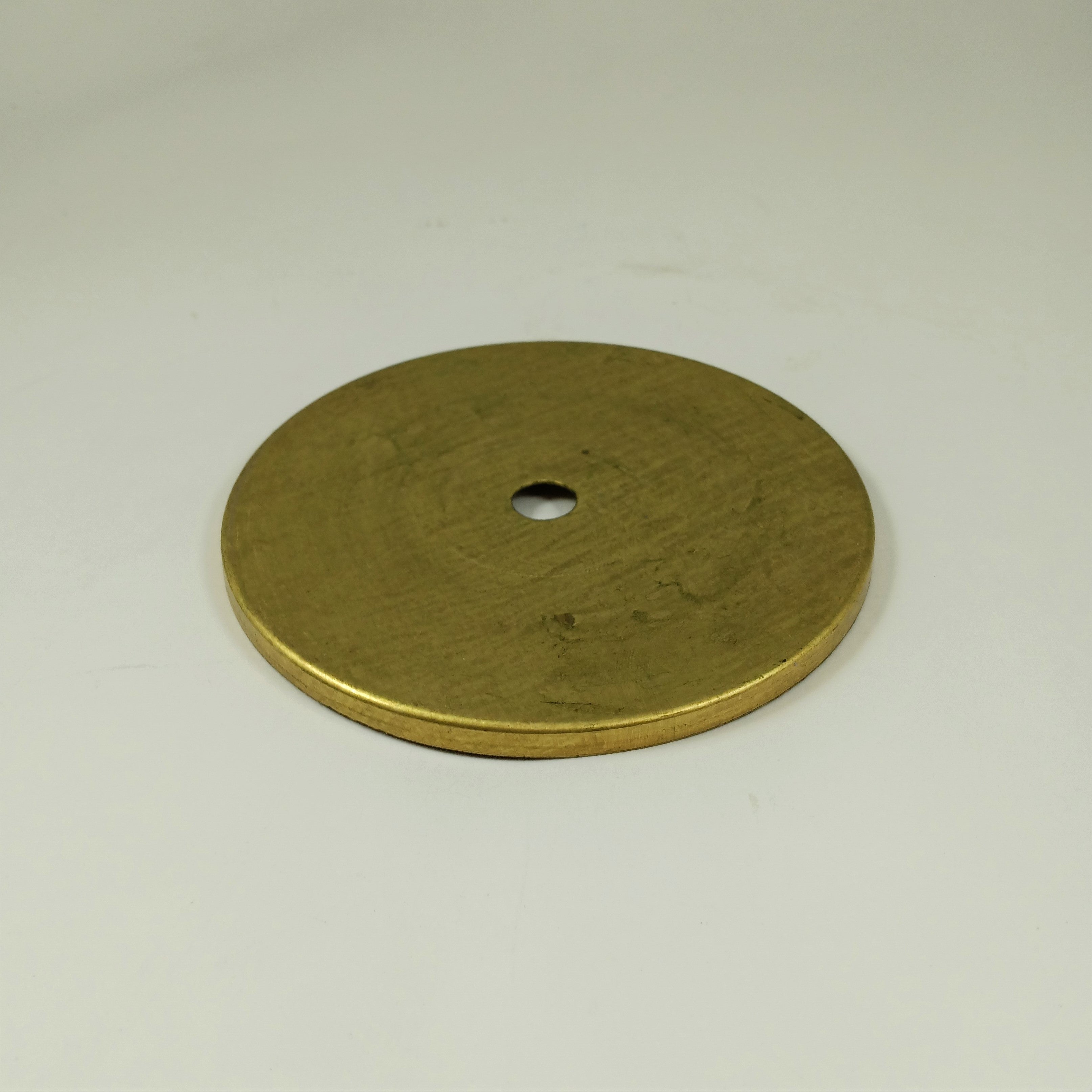 4" Round Flat Brass Plates - Unfinished Brass - Check Plate with