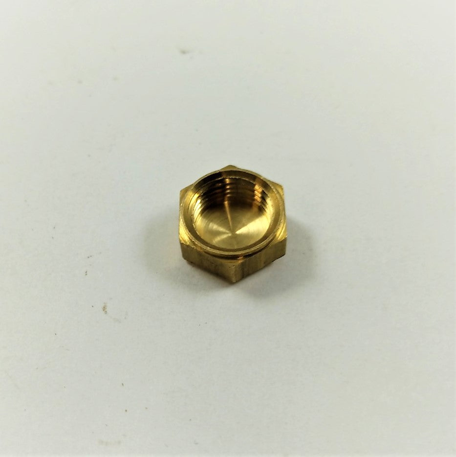 Unfinished Hexagon Brass Cap Tapped 1/8 IPS