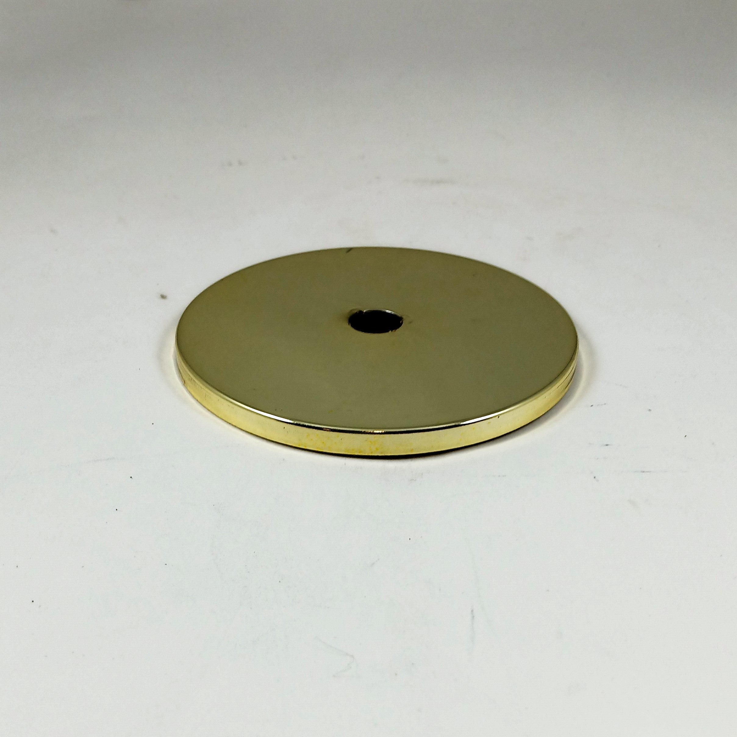 3-1/4" Brass Plated Round Flat Plate - Center Hole Slips 1/8 IPS