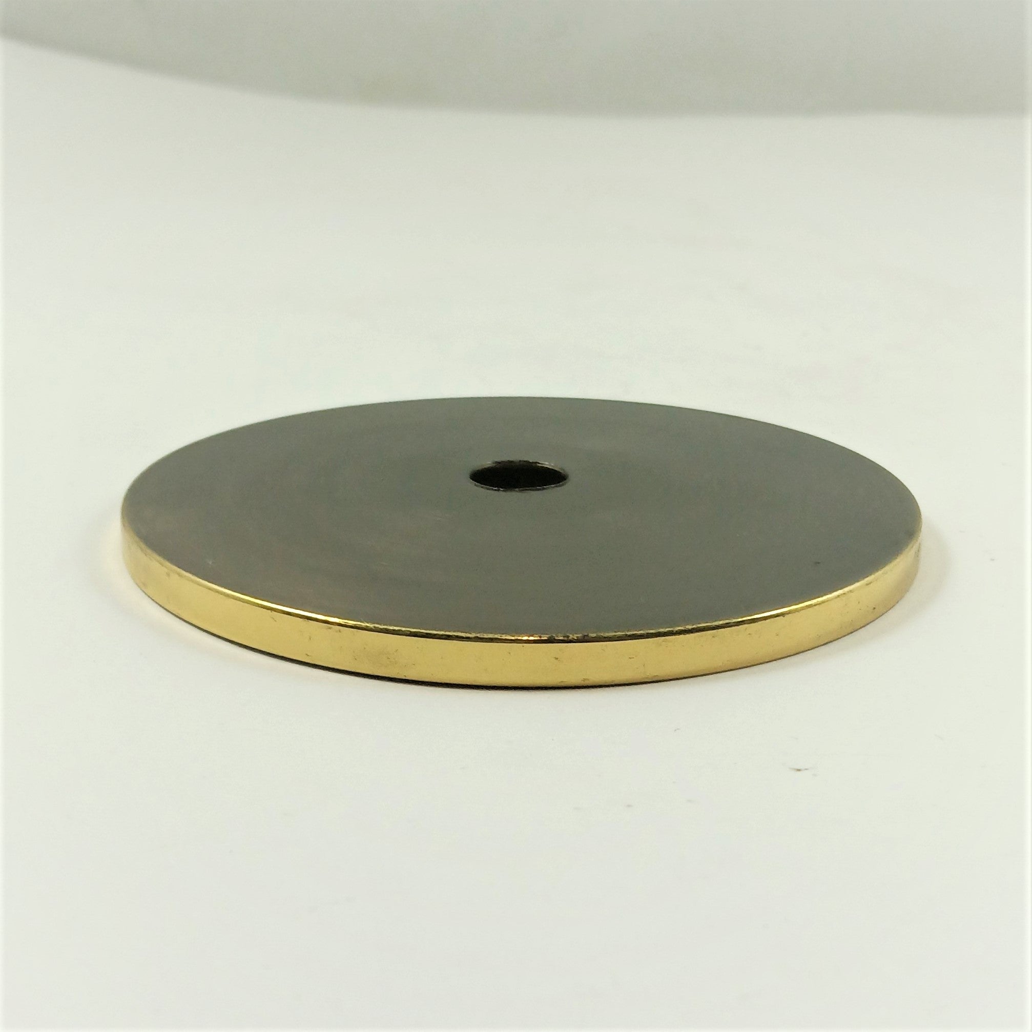 3-1/2" Steel Round Check Plate - Antique Brass - Center Hole Slips 1/8 IPS