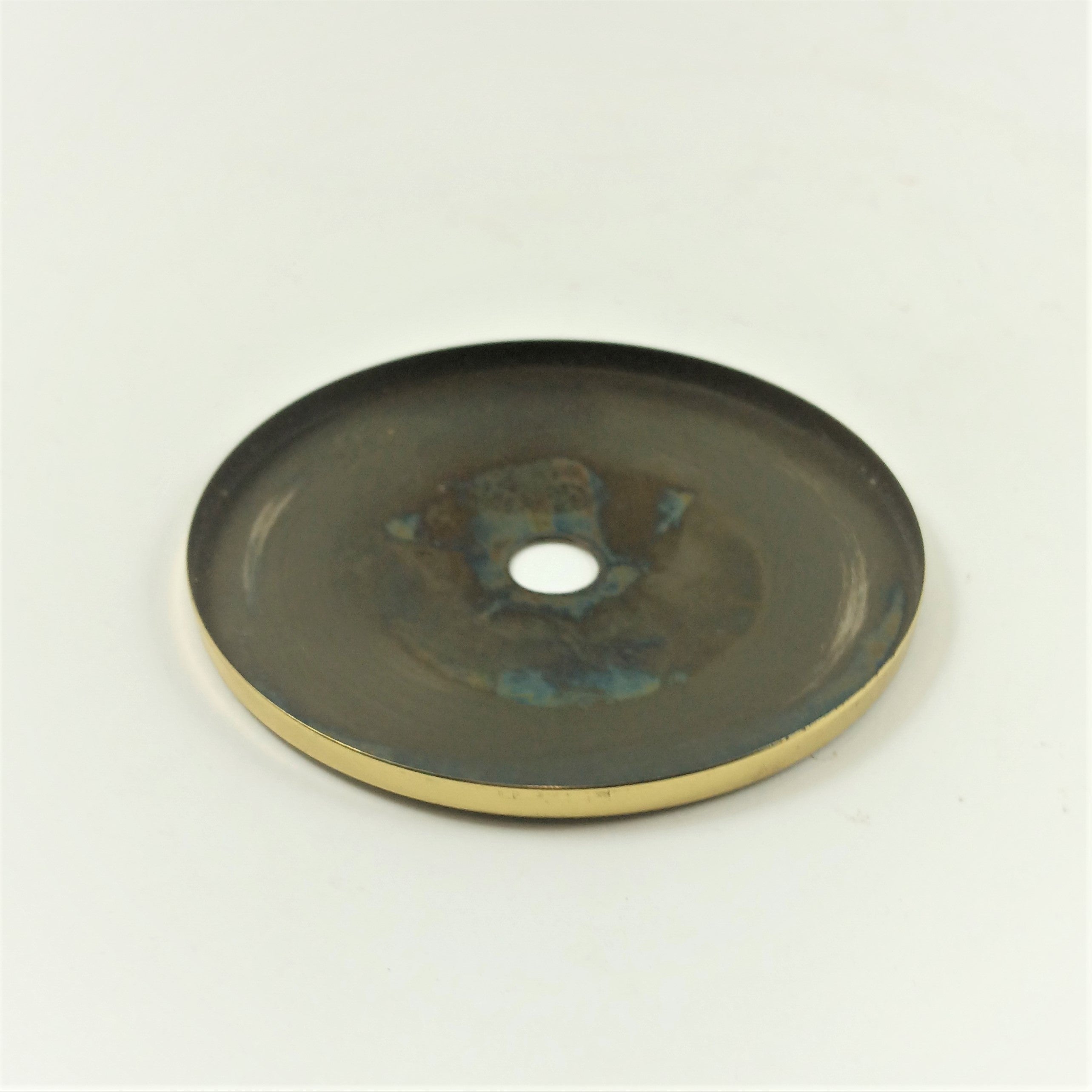 3-1/2" Steel Round Check Plate - Antique Brass - Center Hole Slips 1/8 IPS