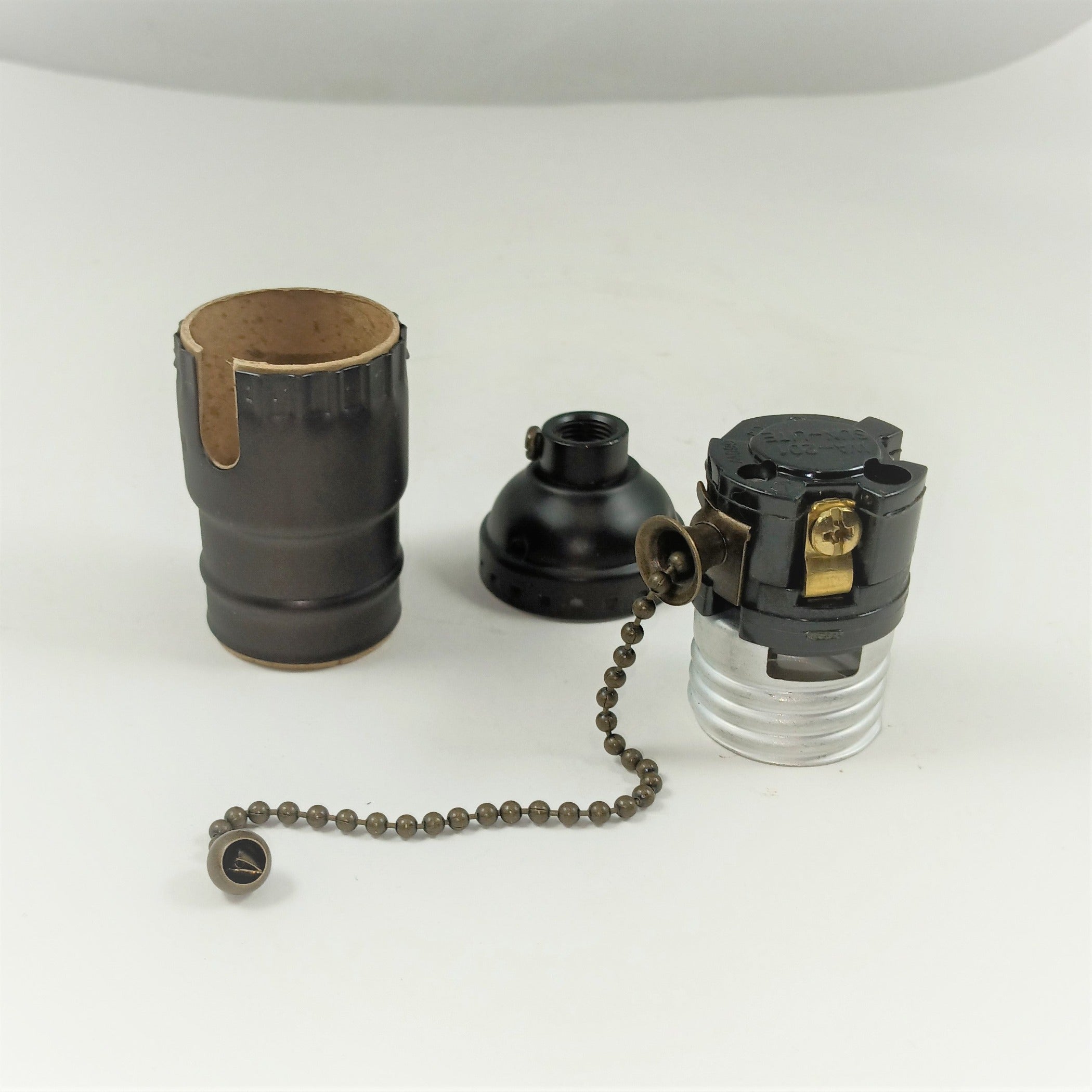 Brass Pull Chain Socket W/ S.S.-  Dark Antique Brass
