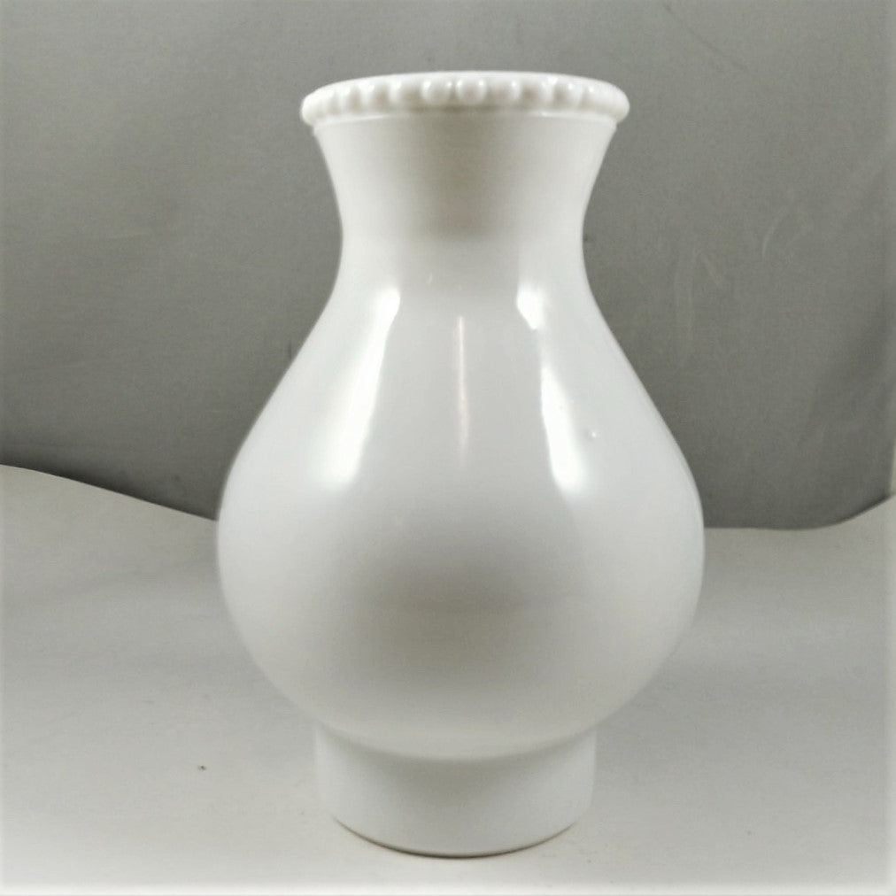 7-1/2" Tall Milk Glass Chimney with decorative pearled top end.