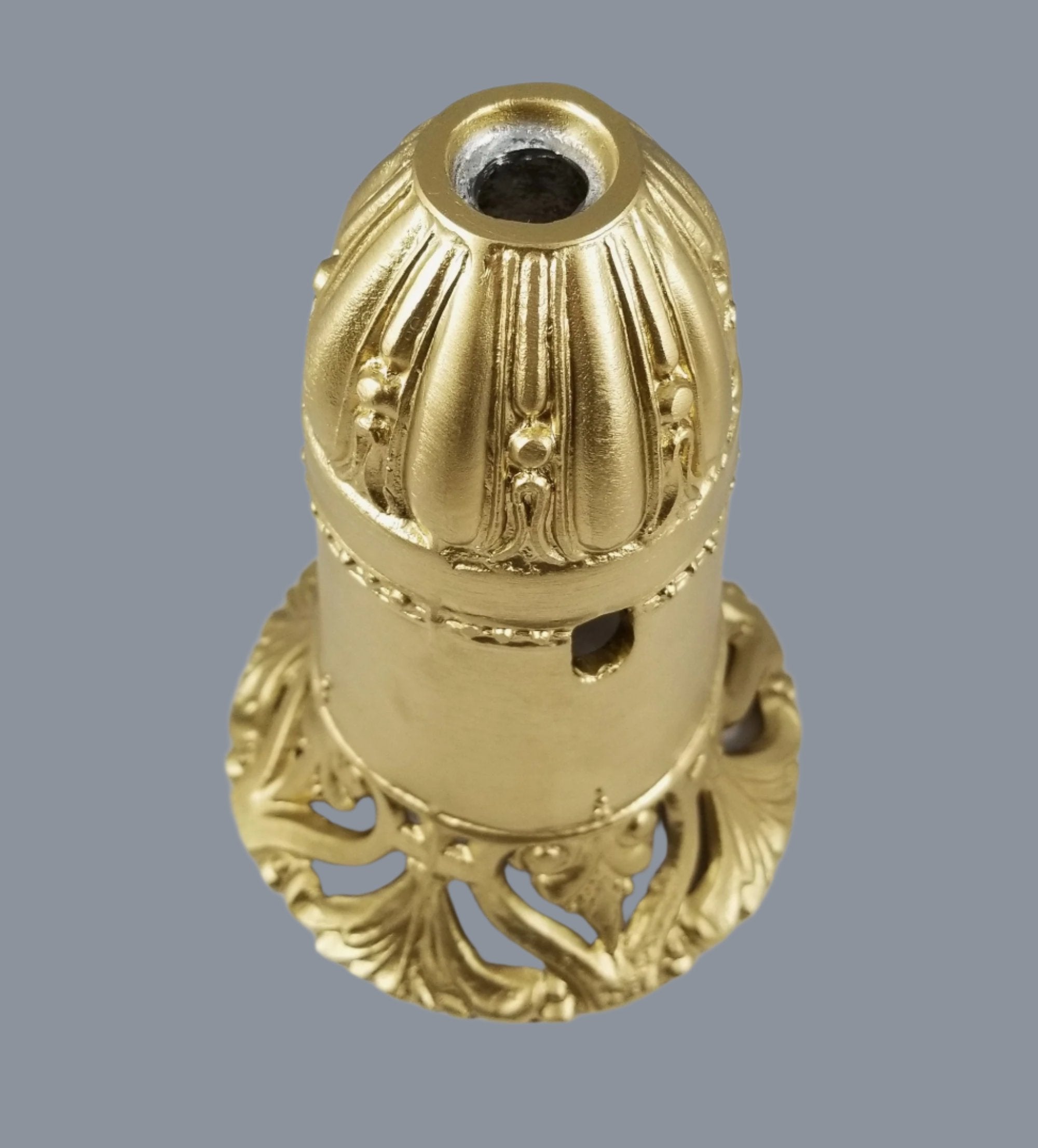 7" Brass Finish White Metal Ornate Torchiere Holder