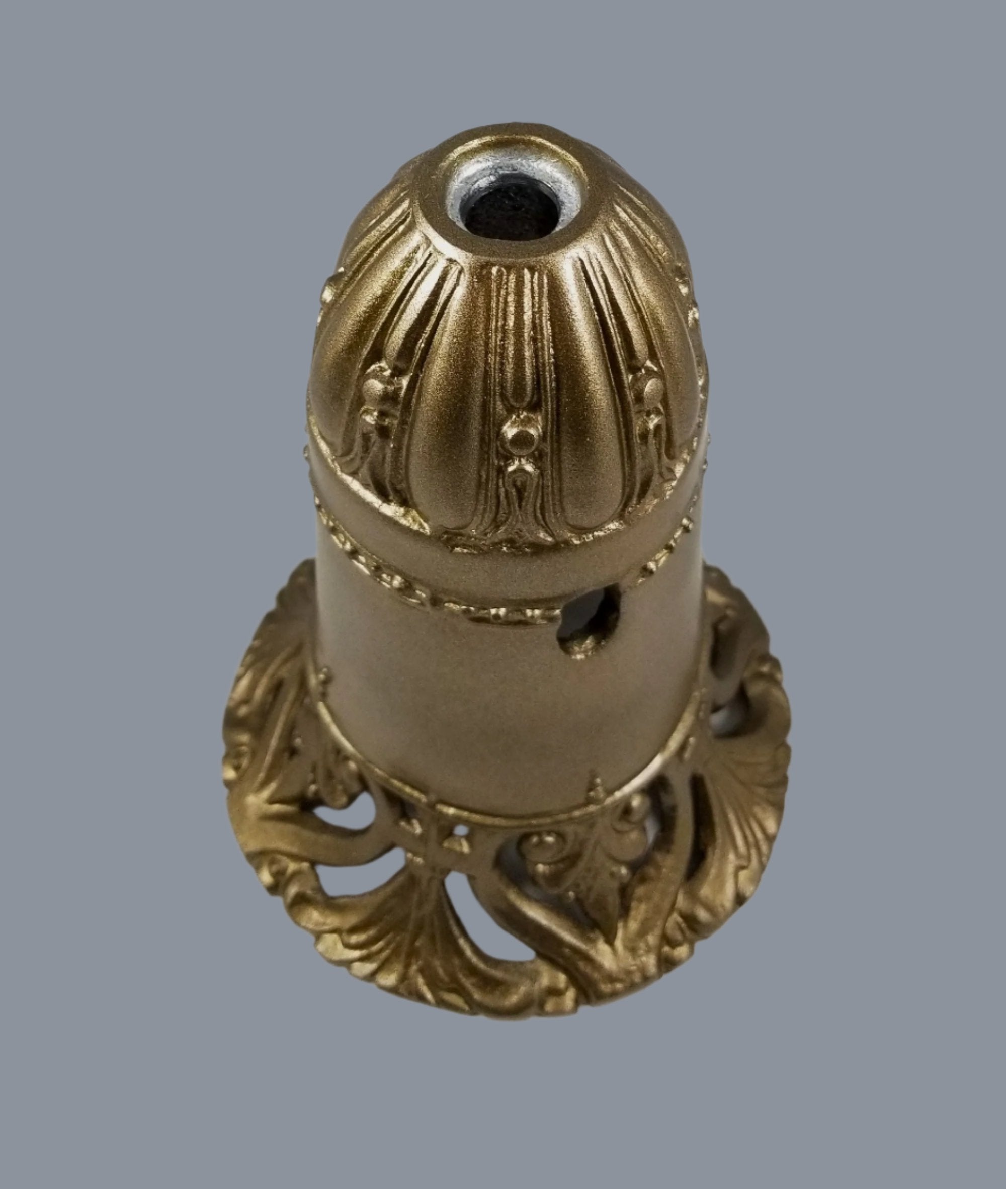 7" Antique Brass Finish White Metal Ornate Torchiere Holder