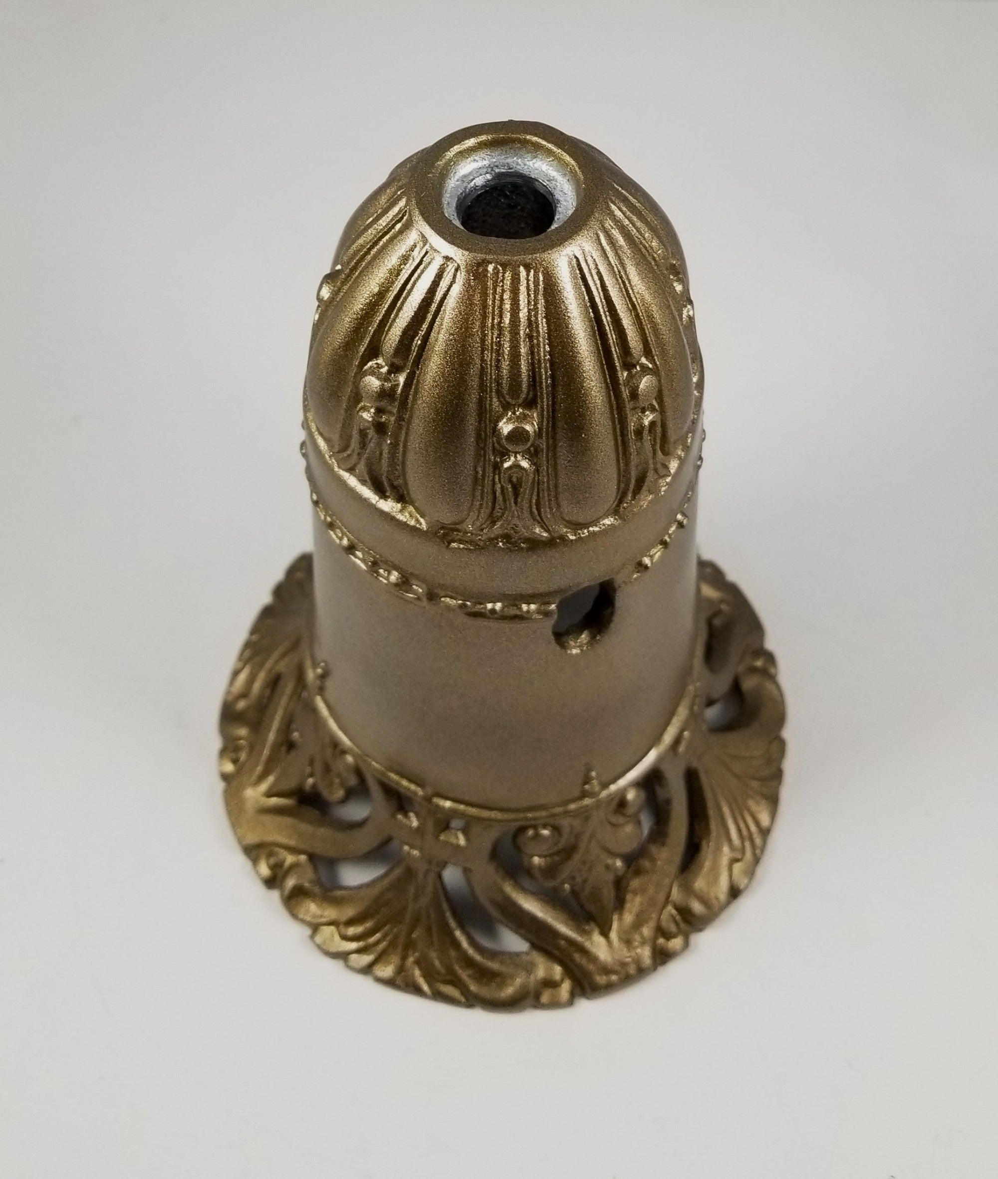 7" Antique Brass Finish White Metal Ornate Torchiere Holder