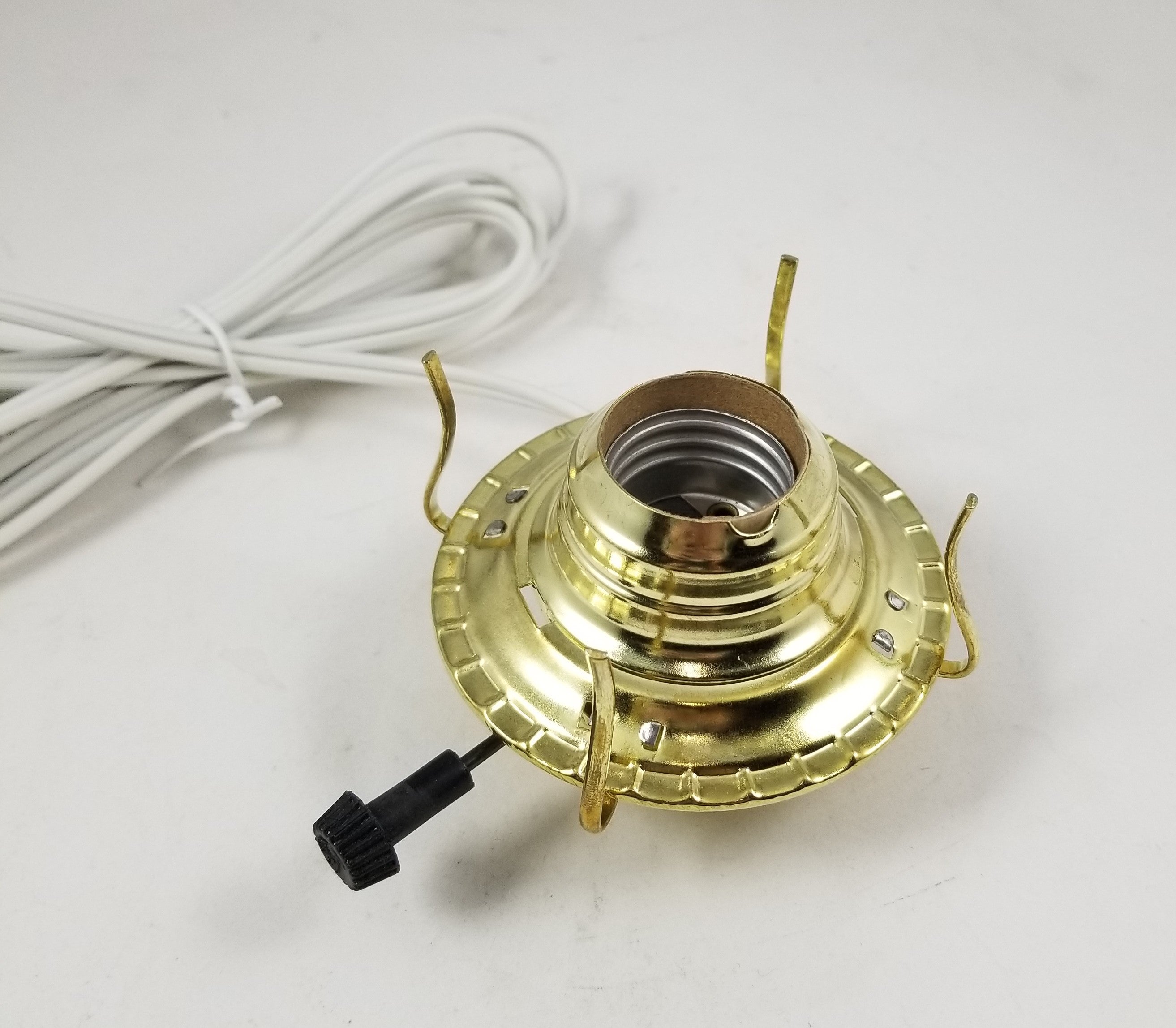 Brass Plated Wired Burner with No. 2 Adapter - White Cord