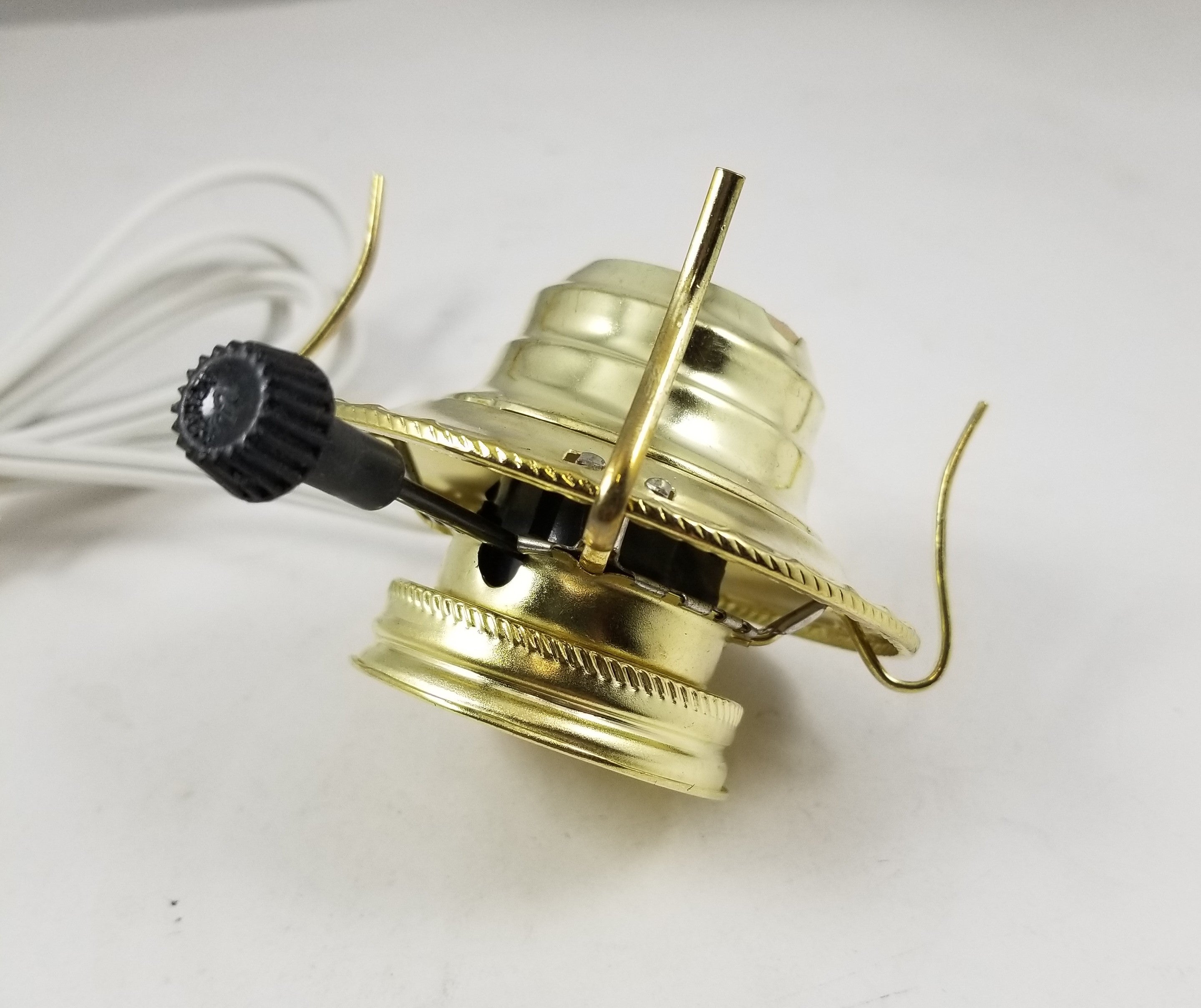 Brass Plated Wired Burner with No. 2 Adapter - White Cord