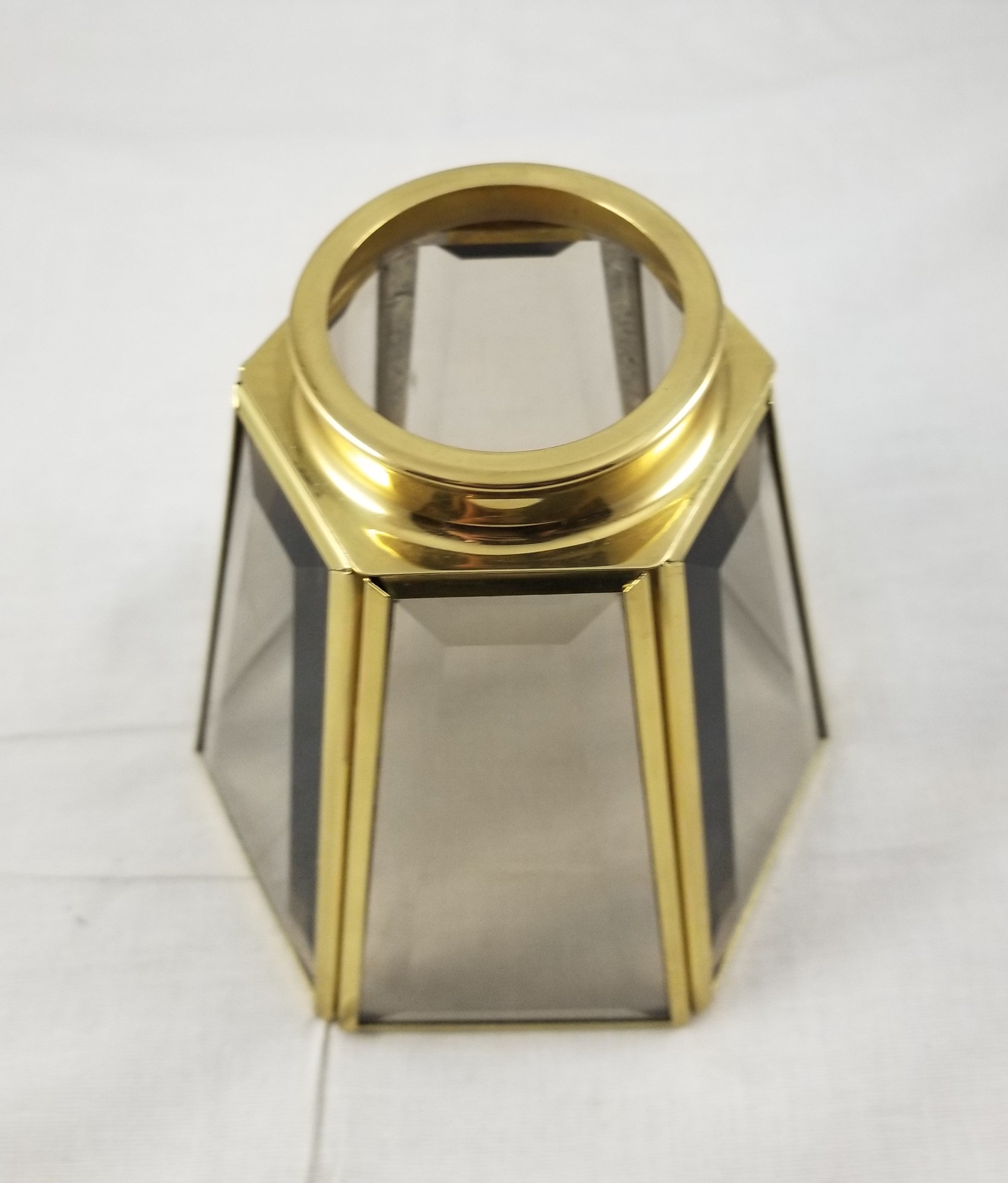 2-1/4" Fitter Smoke Panel Glass Shiny Brass Shade