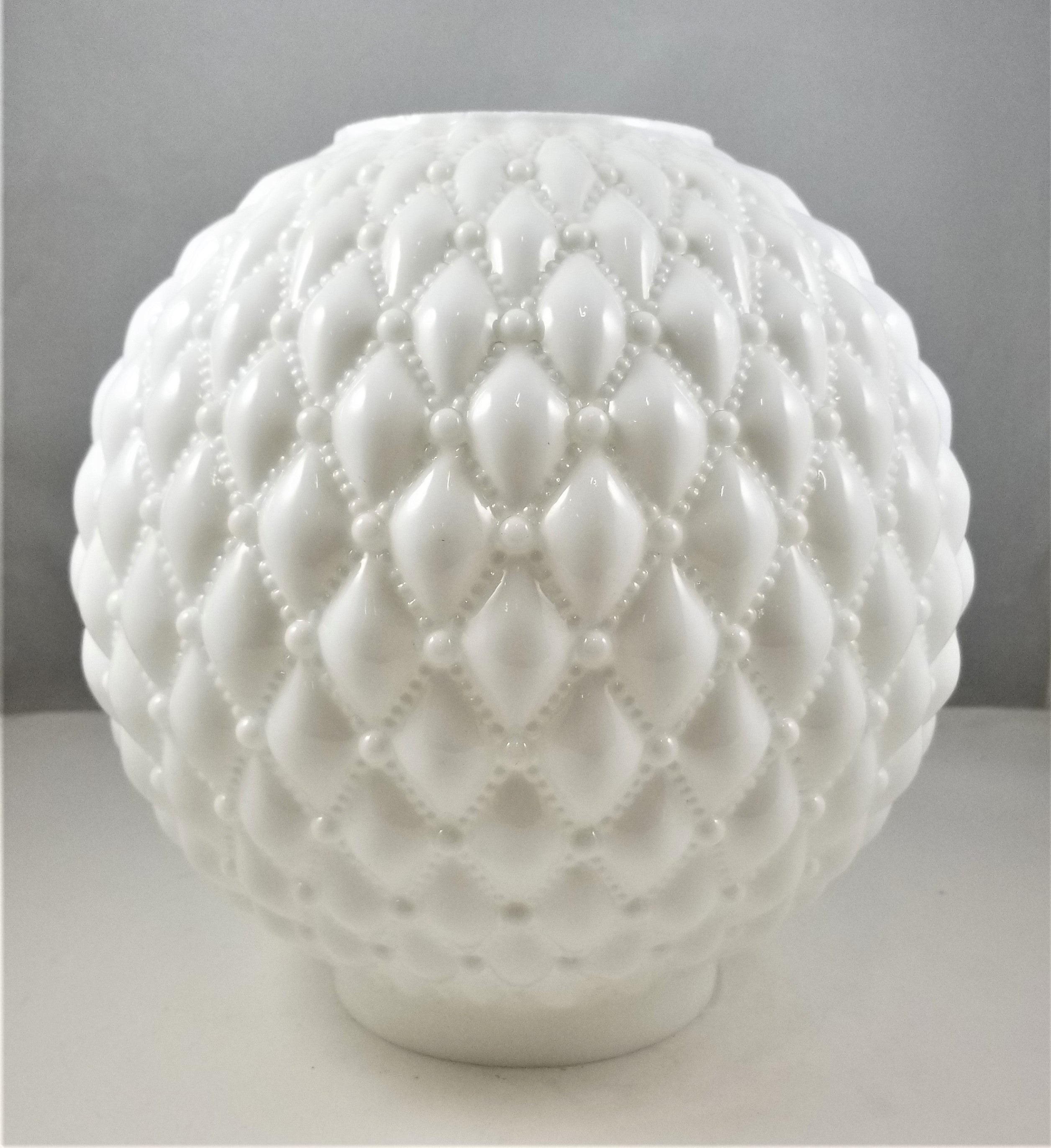 7" White Quilt Patterned Glass Ball Shade